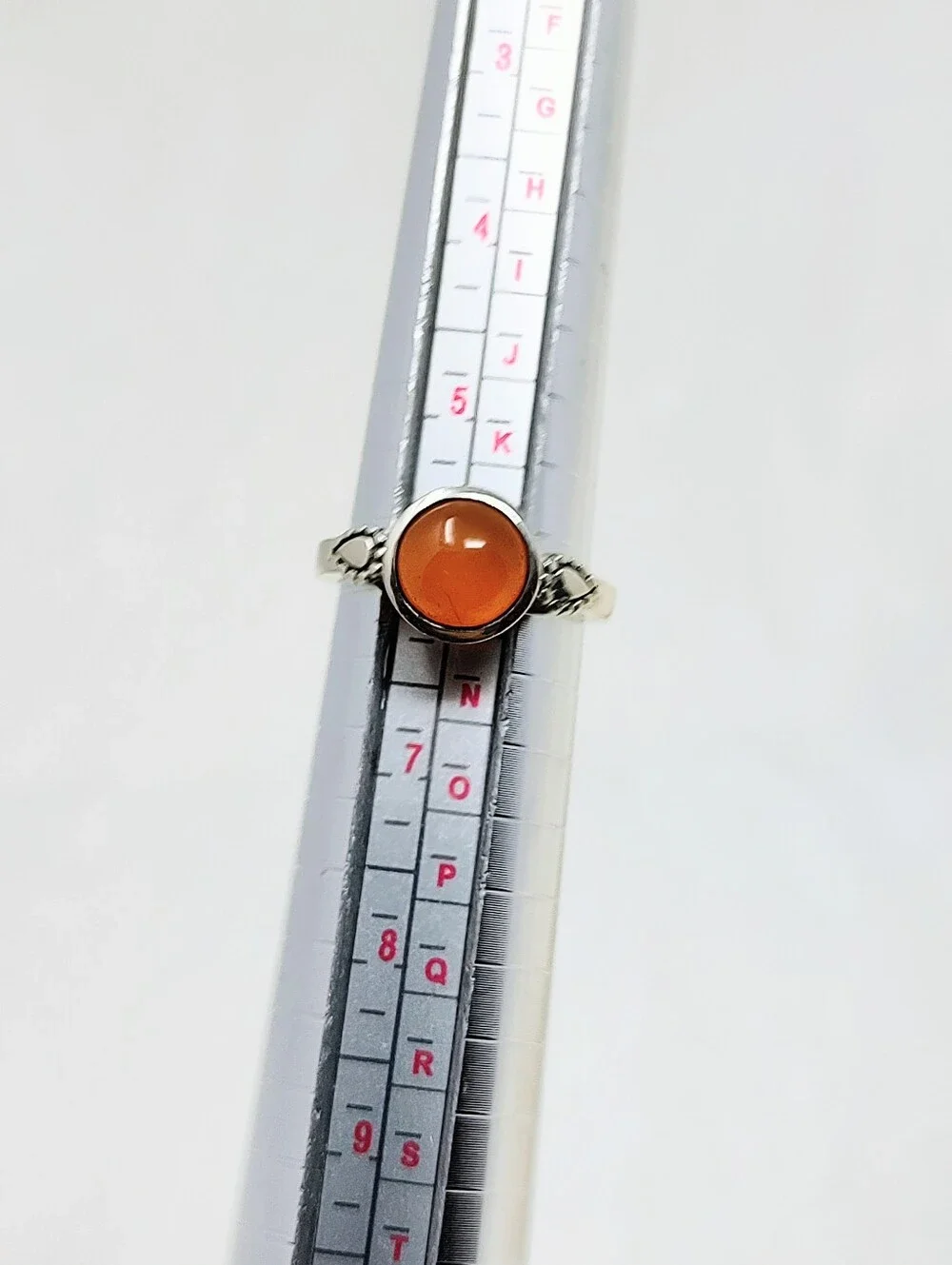 Size 6 Women's Vintage Sterling Silver Orange Semi-precious Stone Ring